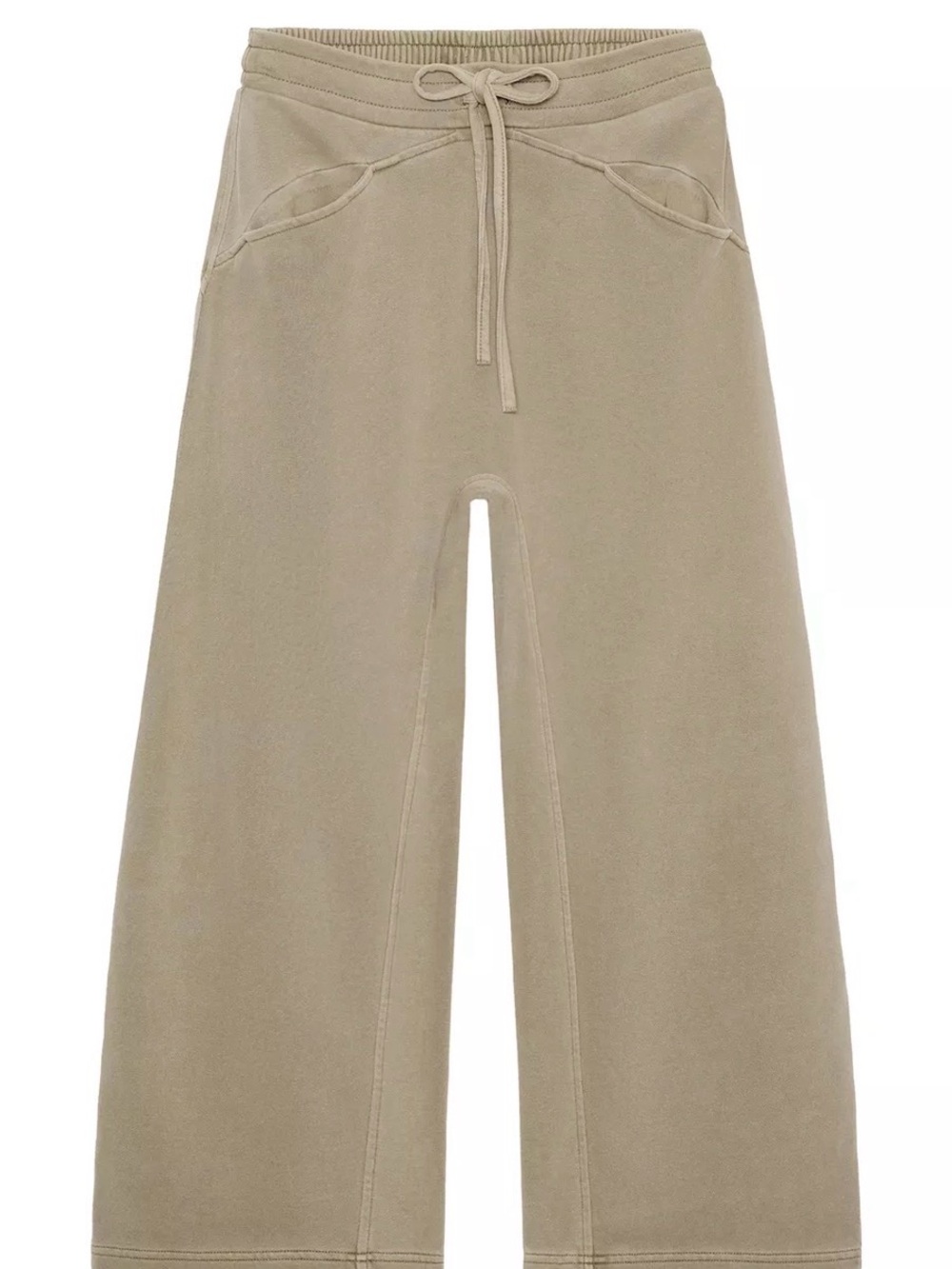 Zara Wide-Leg Drawstring Pants in Taupe